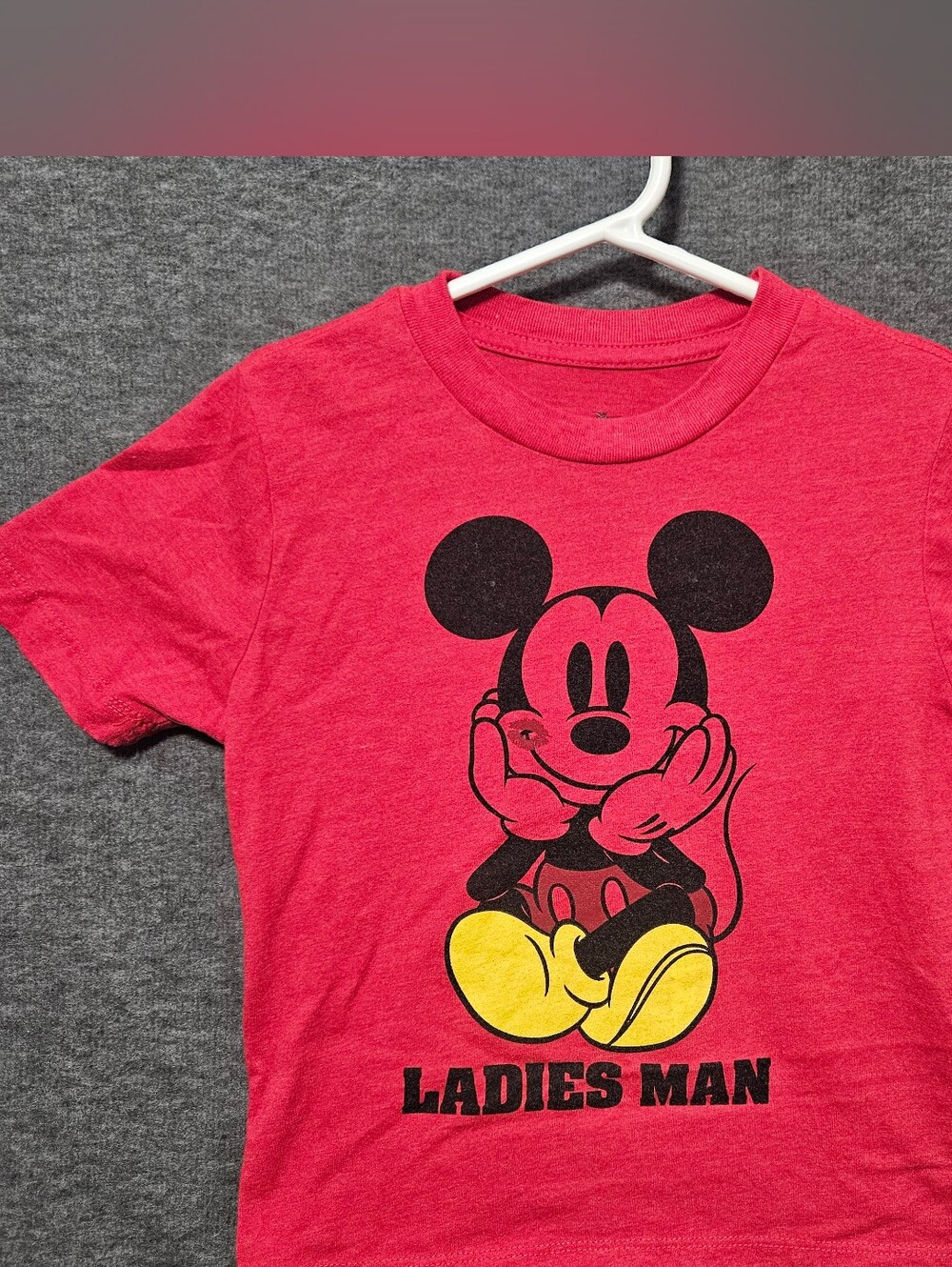 Disney Red Mickey Mouse 'Ladies Man' Graphic Tee Boy's Size 5T